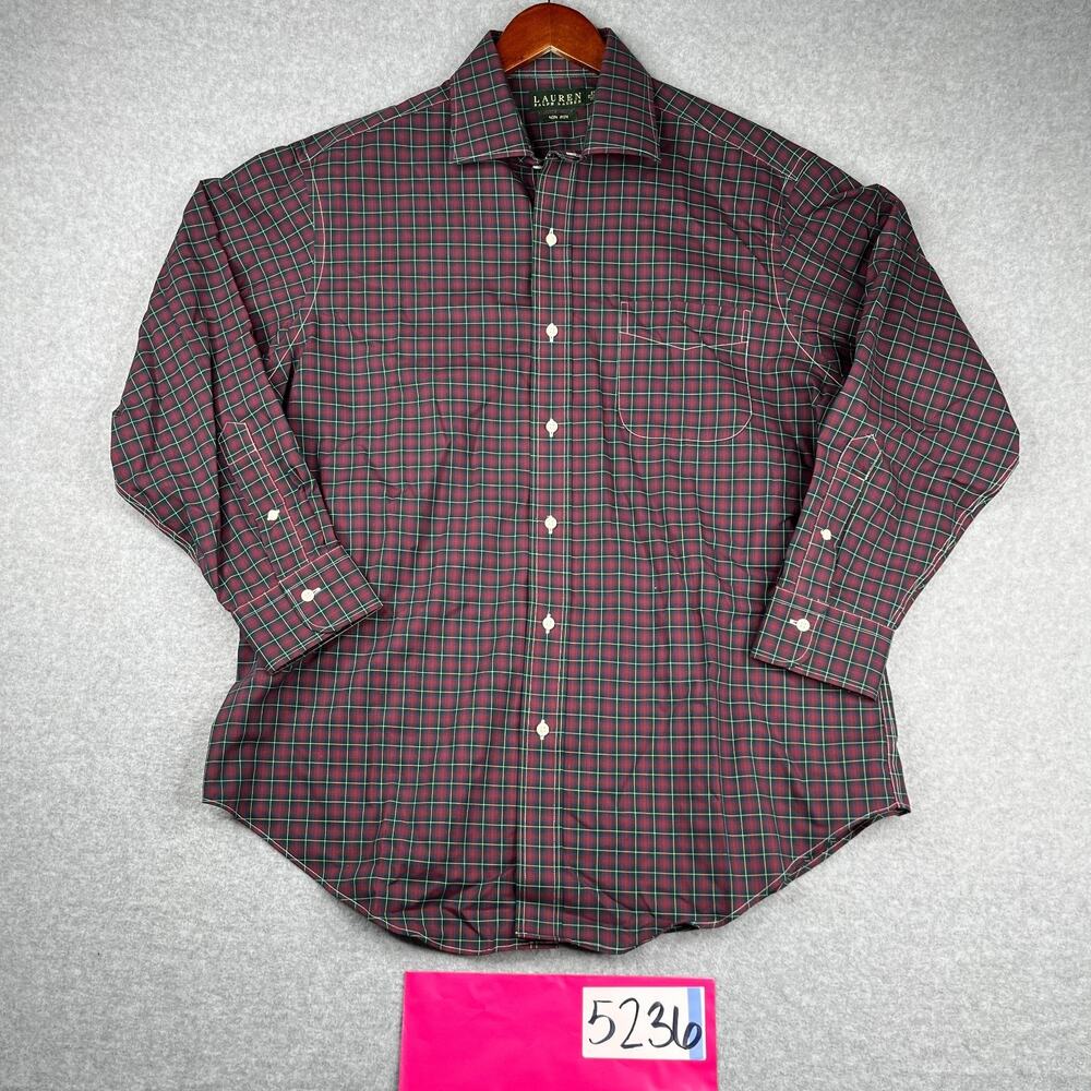 Lauren Ralph Lauren Shirt 17 Tartan Plaid Non Iron Button Up Long Sleeve Mens